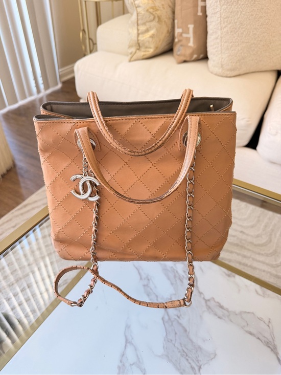 CHANEL Handbags - CHANEL Quilted Leather Chain Tote Bag – Caramel Tan / Silver-Tone Hardware
